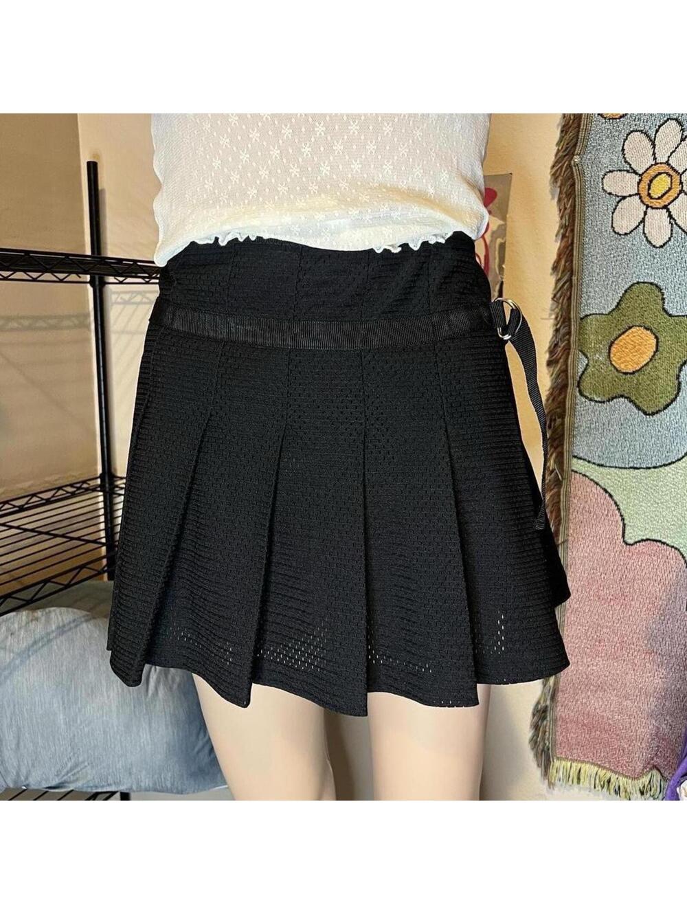 Urban Outfitters Black Perforated Pleated Mini Skirt